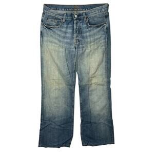 7 For All Mankind 7FAM Extra Long Relaxed Button Fly Denim Jeans Mens 34x30